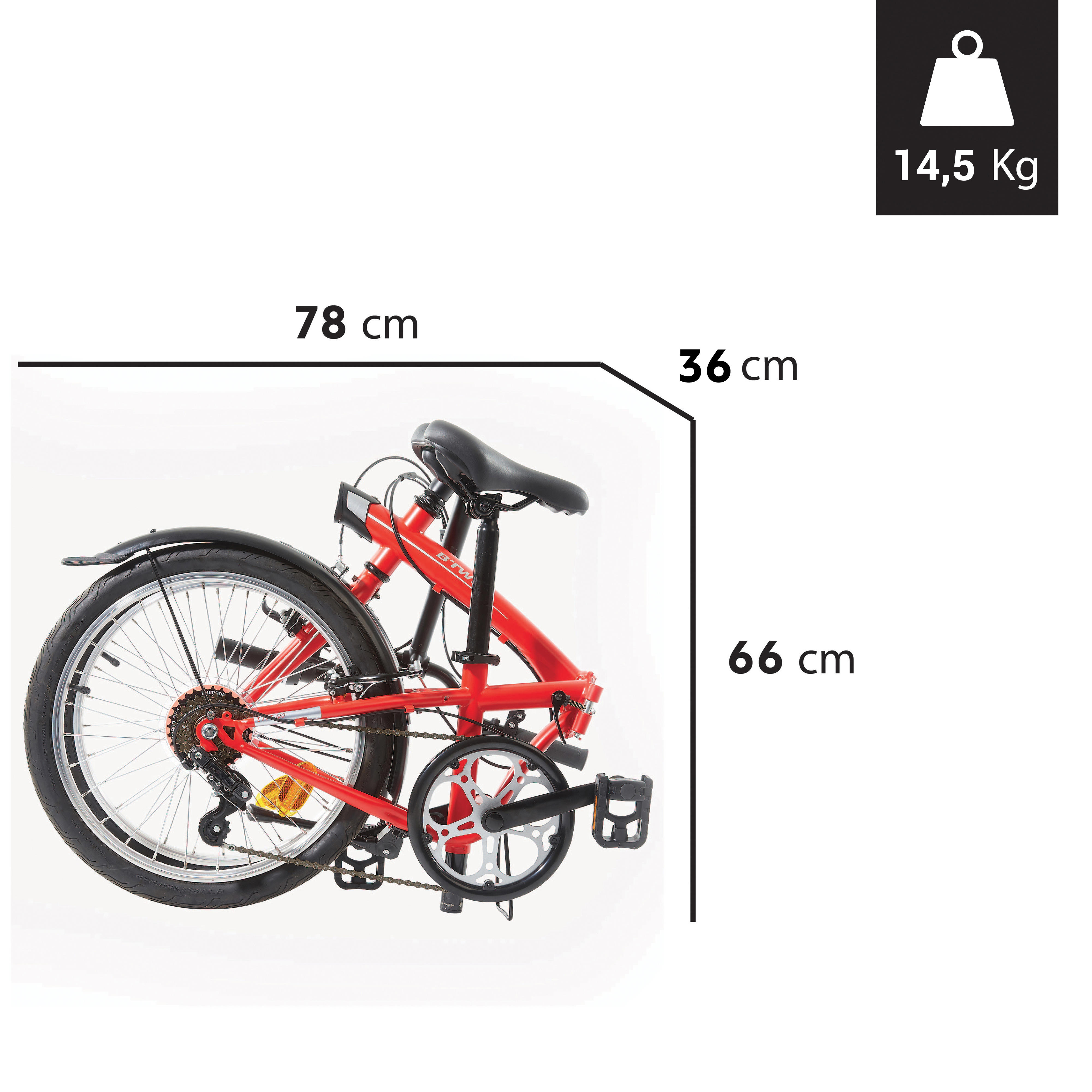 Folding Bike Tilt 120 20 Red Btwin