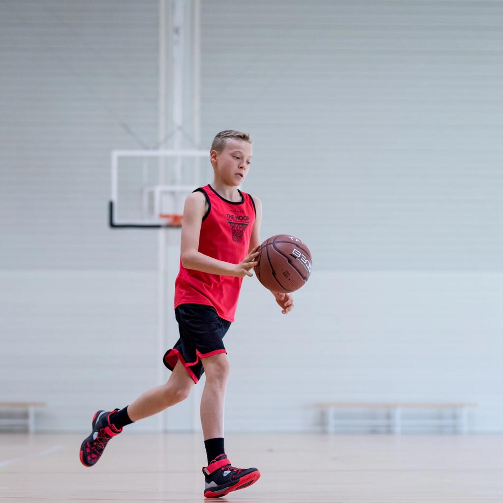 Basketbalová obuv Spider Lace pre pokročilé deti čierno-červená