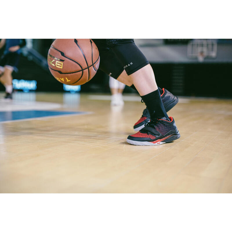 男／女款籃球中筒襪SO500（2雙入）－黑色