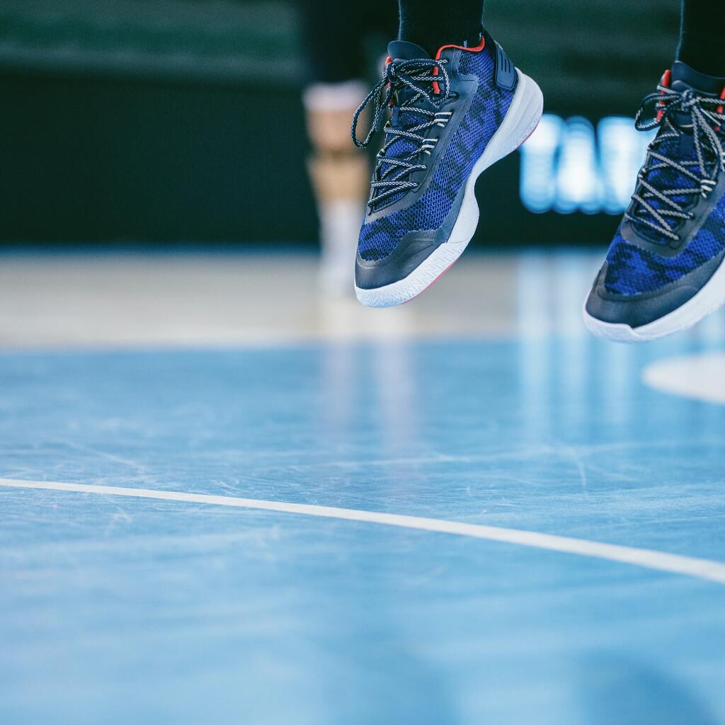 Basketbalová obuv pre pokročilých mužov/ženy SC500 Mid čierno-ružovo-tyrkysová