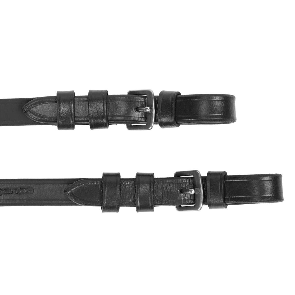 Zügel Silikon-Grip Leder Pferd - 500 schwarz