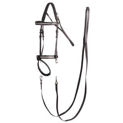 500 Shinny Horse Riding Bridle + Reins For Horse - Black