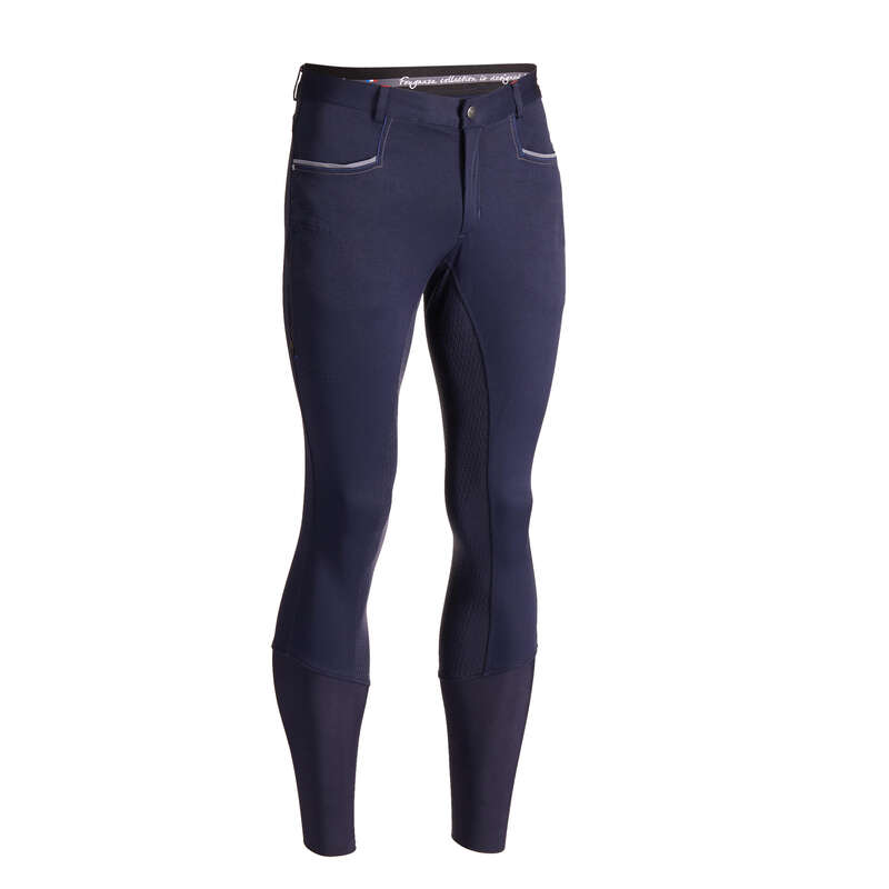 MEN RIDING APPAREL Horse Riding - 580 Fullgrip Jodhpurs - Navy FOUGANZA - Horse Riding Clothes