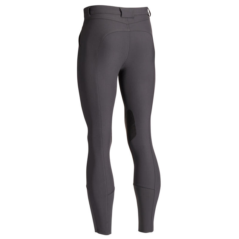 Pantaloni equitazione uomo 500 rinforzi antiscivolo grigio scuro