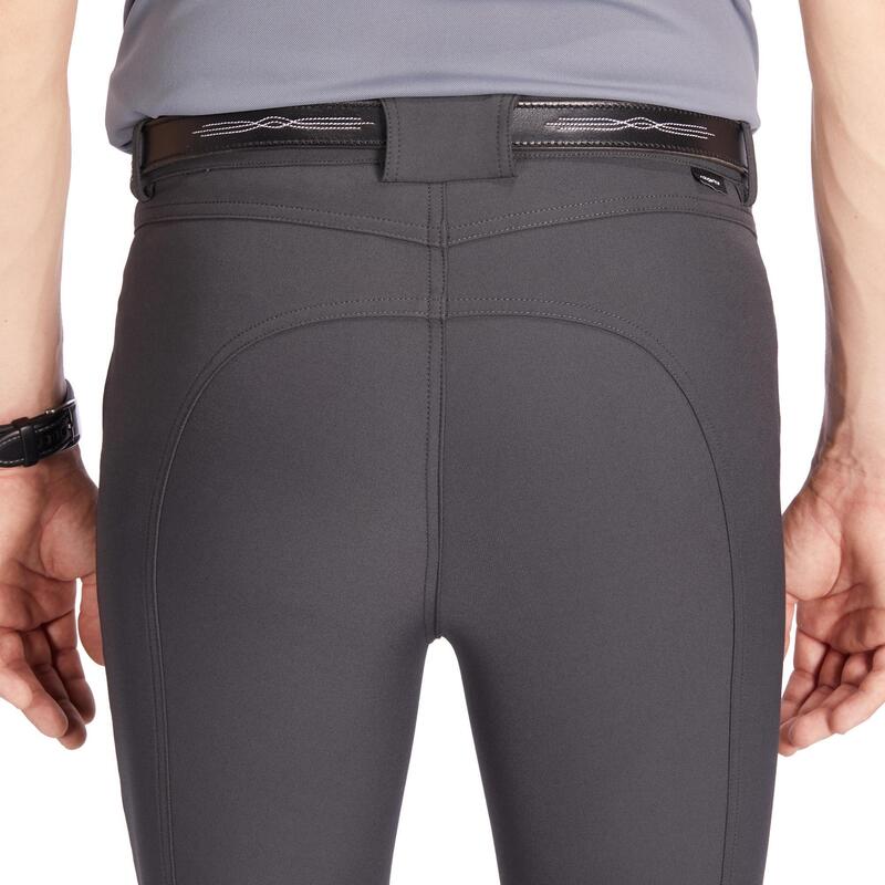 Pantaloni equitazione uomo 500 rinforzi antiscivolo grigio scuro