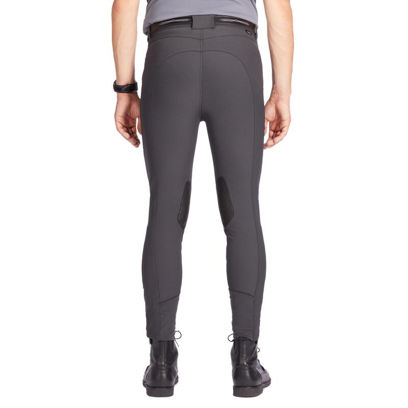 Pantaloni equitazione uomo 500 rinforzi antiscivolo grigio scuro