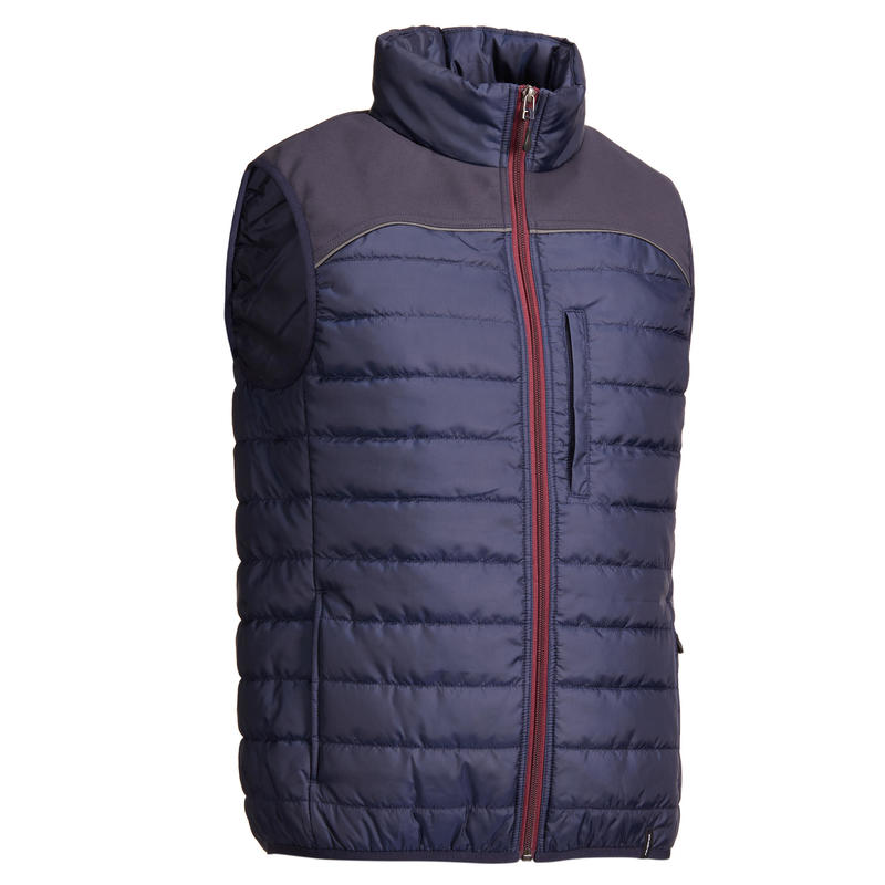 Gilet sans manche équitation homme 500 marine et bordeaux