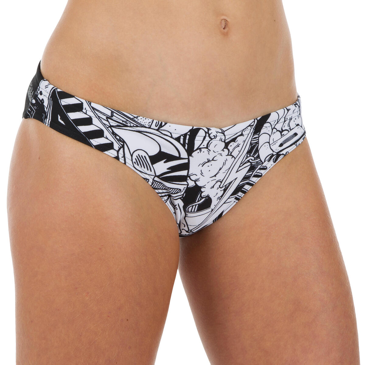 Bas de maillot de bain de natation femme Jana noir et blanc