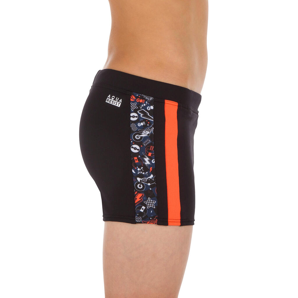 BOY'S YOKE SWIM SHORTS - BLACK ORANGE