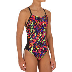 Maillot de bain de natation une pièce fille résistant chlore Lexa storm noir