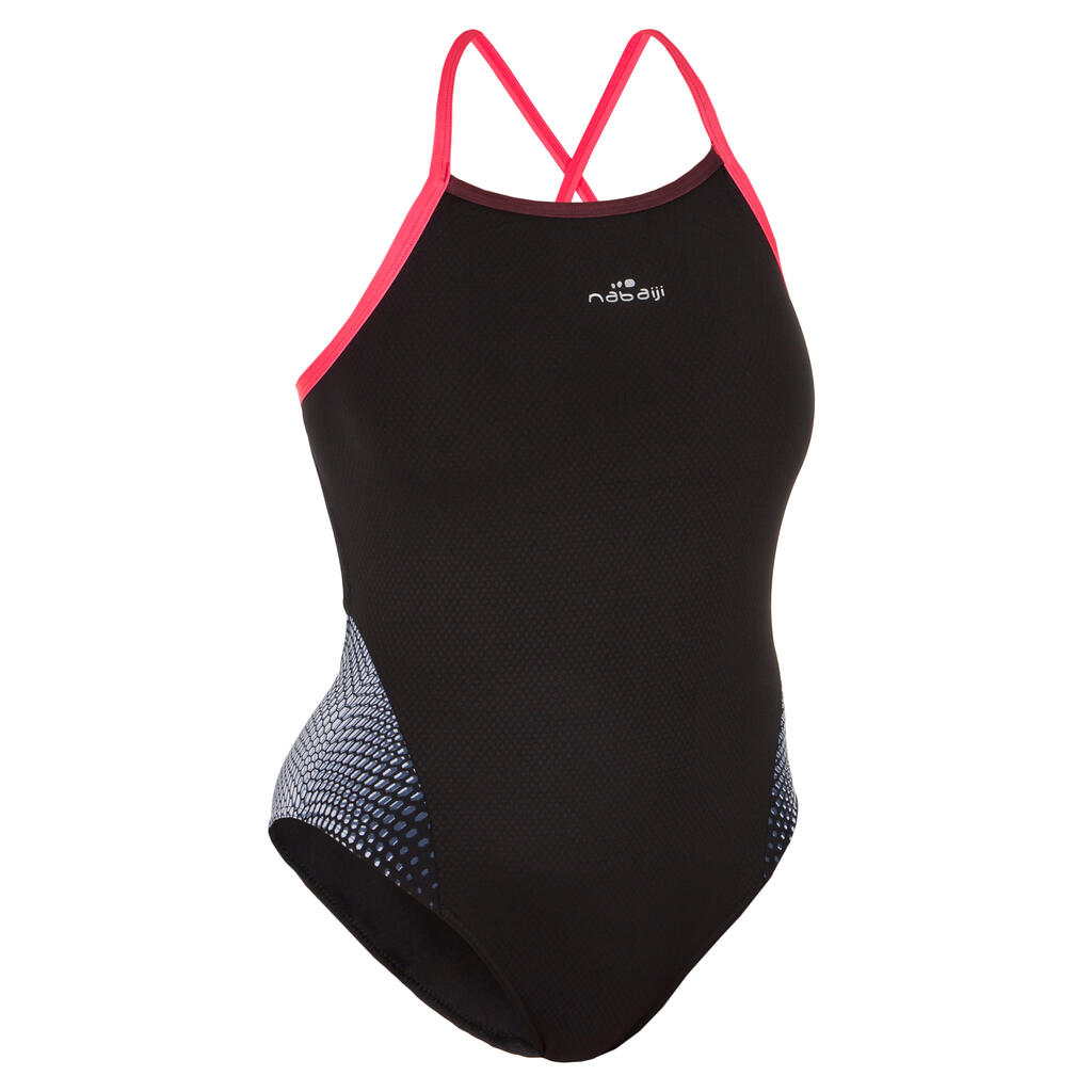 Women's Swimming One-Piece Swimsuit - Kal Red and Black