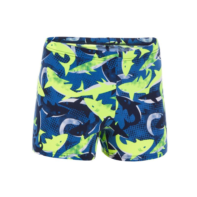Boxer de Bain Natation Garçon - Fitib - Bleu / Jaune acide