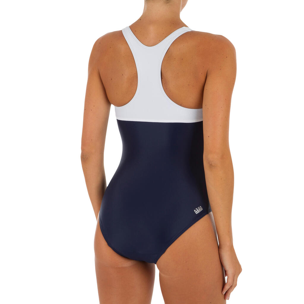 Leony Women's One-Piece Chlorine-Resistant Swimsuit - Blue White