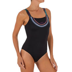 Taïs Women's One-Piece Skirt Swimsuit - Ethn Black