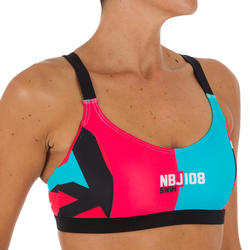 Haut de maillot de bain de natation femme Vega NBJ rouge bleu