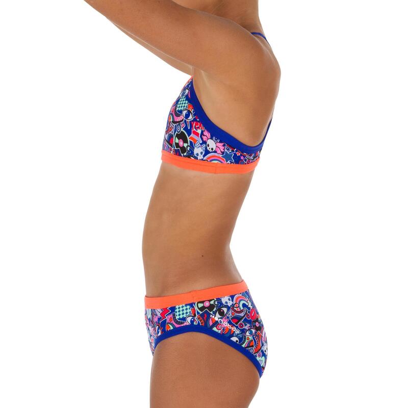 Brassière de natation fille ultra résistante au chlore Jade roller bleu