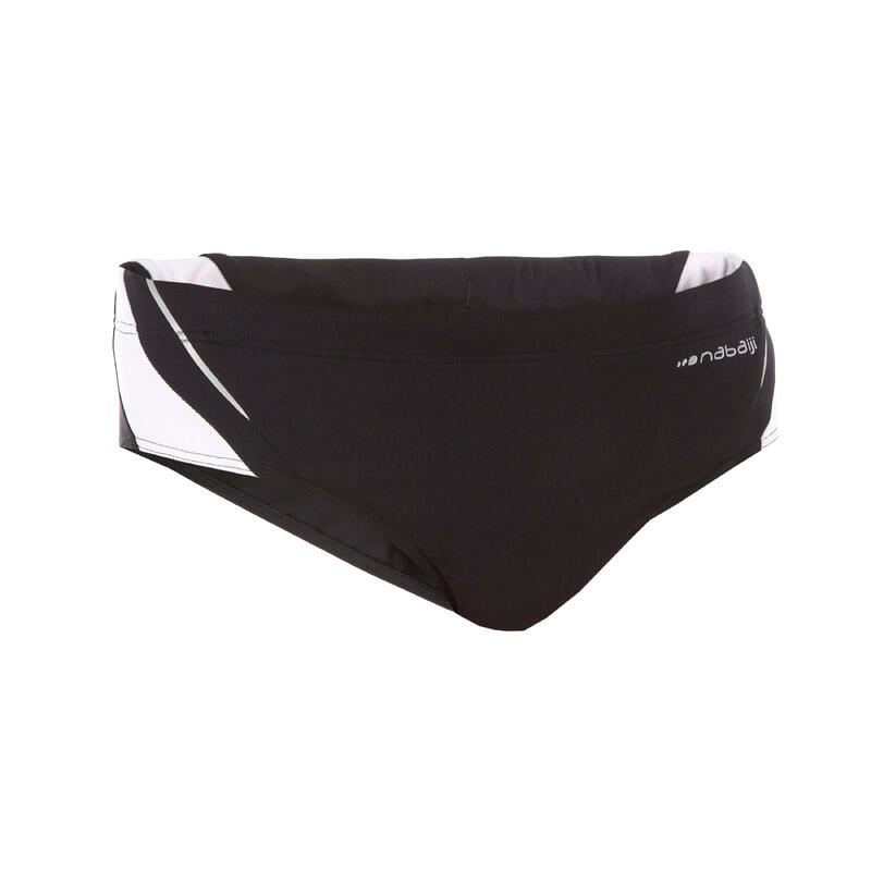 Slip Înot 900 Negru-Alb Bărbaţi