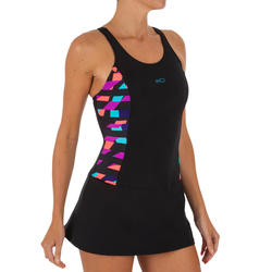 Black women's one-piece Vega Typ skirt swimsuit