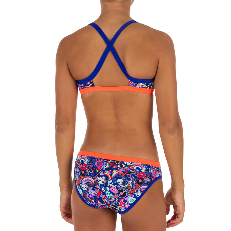 Brassière de natation fille ultra résistante au chlore Jade roller bleu