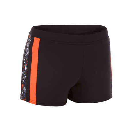 BOY'S YOKE SWIM SHORTS - BLACK ORANGE