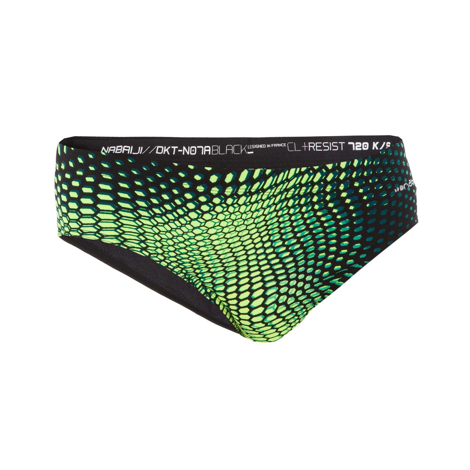 Nabaiji Heren Zwemslip 900 Zwart Met Gele Print Gani nabaiji kopen in de aanbieding