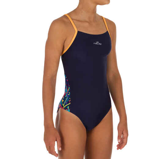 
      Blue yellow Lexa girls' chlorine-resistant one-piece swimsuit
  