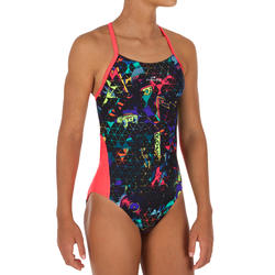 Maillot de bain de natation une pièce fille résistant chlore Lexa rocki corail