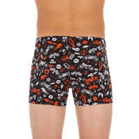 500 FIT BOY'S BOXER SWIMMING SHORTS ALL MOBOU ORANGE BLACK