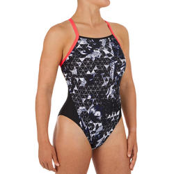 Black and white women's Lexa rocki one-piece swimsuit
