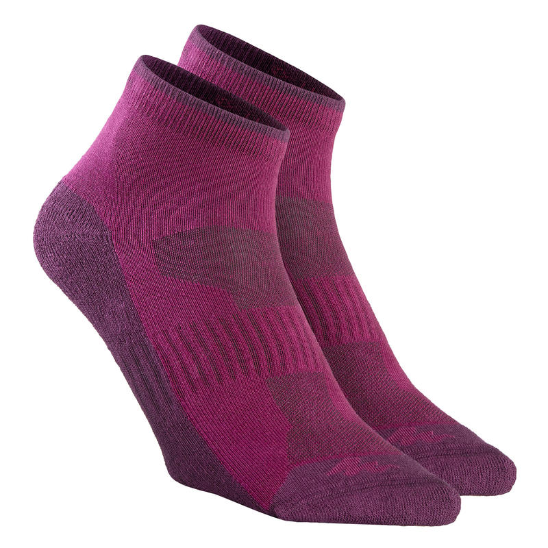 Bas randonnée nature NH100 mi-haut violet X 2 paires Bas randonnée nature NH100 mi-haut violet X 2 paires