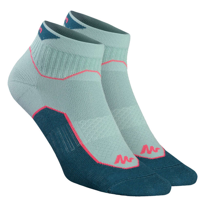 HIKING SOCKS Hiking - NH500 Mid x2 Pairs - Light Kki QUECHUA - Outdoor Shoe Accessories