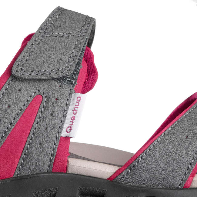 QUECHUA NH100 Womens Walking Sandals Grey/Pink Decathlon