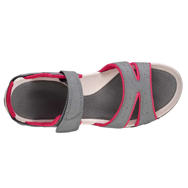 QUECHUA NH100 Womens Walking Sandals Grey/Pink Decathlon