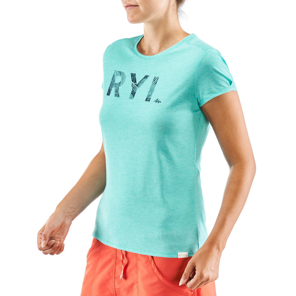 Wandershirt T-Shirt Naturwandern NH500 Damen türkis
