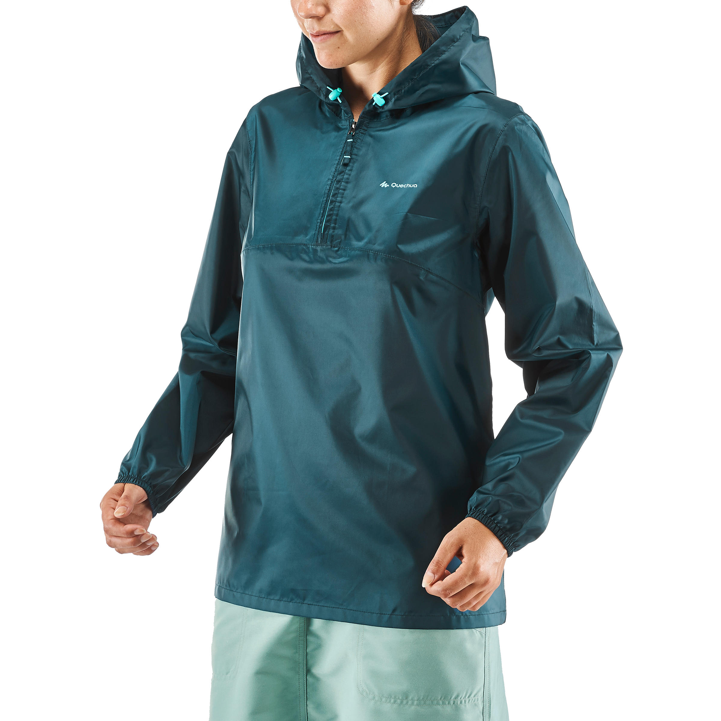 Chubasquero de montaña y trekking media cremallera Mujer Quechua Raincut 3/11