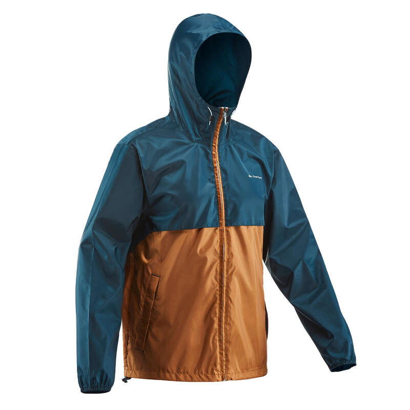 MEN NATURE HIKING JACKETS ALL WEATHER Hiking - NH100 Raincut Zip - Hazelnut QUECHUA - Hiking Jackets