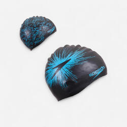 Bonnet de natation silicone REVERSIBLE noir bleu