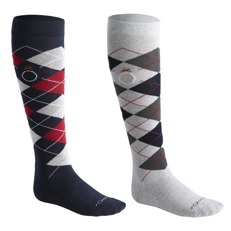 Losanges Adult Horse Riding Socks - Navy/Light Grey Losanges Adult Horse Riding Socks - Navy/Light Grey