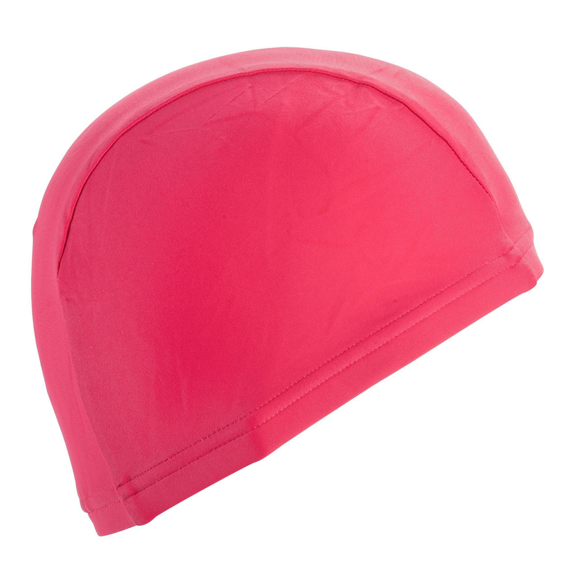 Mesh swim cap - plain fabric - pink 3/5