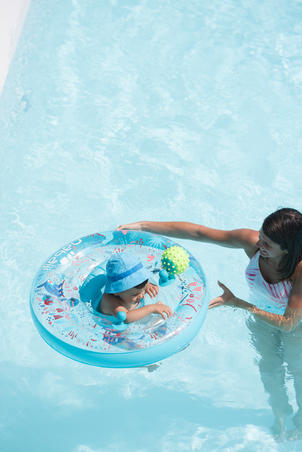 Bouee De Piscine Gonflable Avec Siege Et Poignees Bebe 7 15 Kg Transparente Decathlon