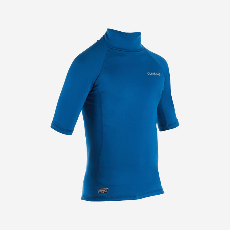 Fleece-T-shirt met korte mouwen voor surfen kinderen blauw