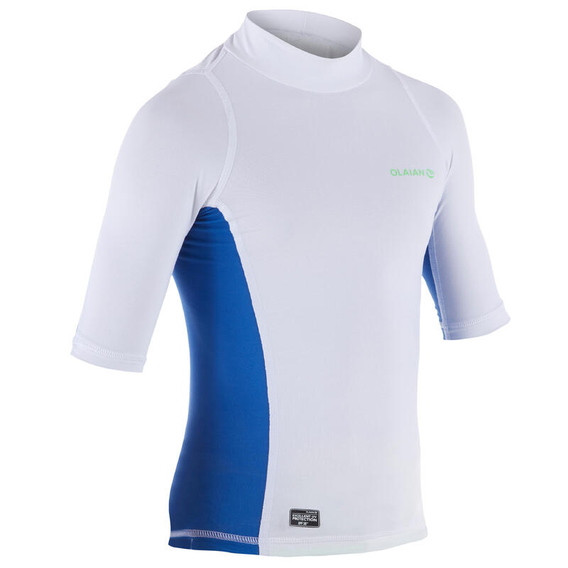 500 Children's Short Sleeve UV Protection Surfing Top T-Shirt - White