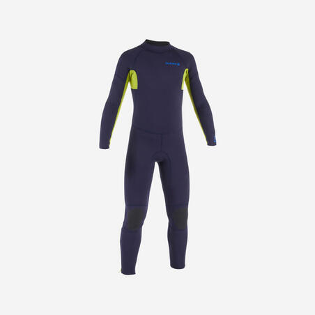 Combinaison SURF ENFANT néoprène 4/3mm 100 back zip bleu vert