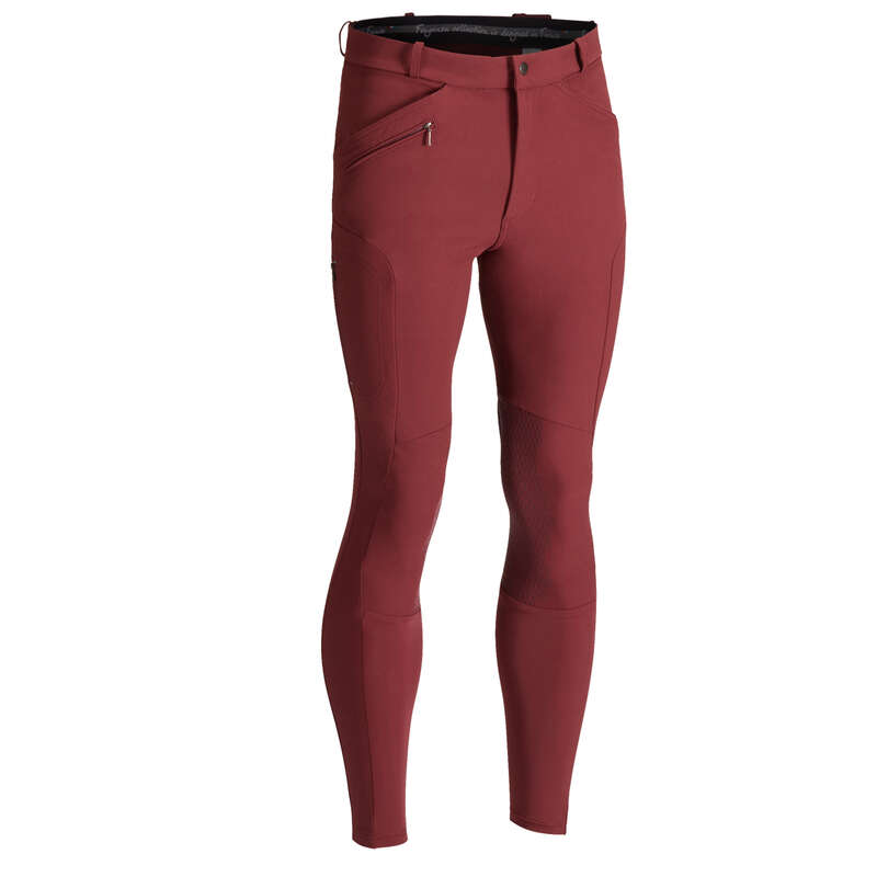 MAN RIDING WEAR Horse Riding - 700 Jodhpurs - Burgundy FOUGANZA - Horse Riding Clothes