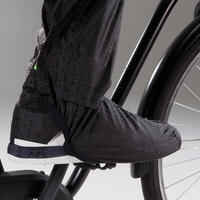 City Cycling Rain Overtrousers with Built-In Overshoes 100 - Black