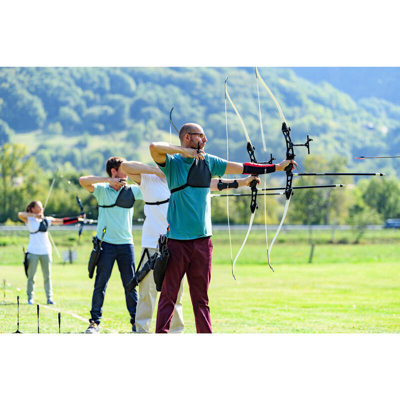 BRAÇADEIRA LONGA DE PROTEÇÃO DE TIRO COM ARCO CLUB 700 VERMELHO/PRETO