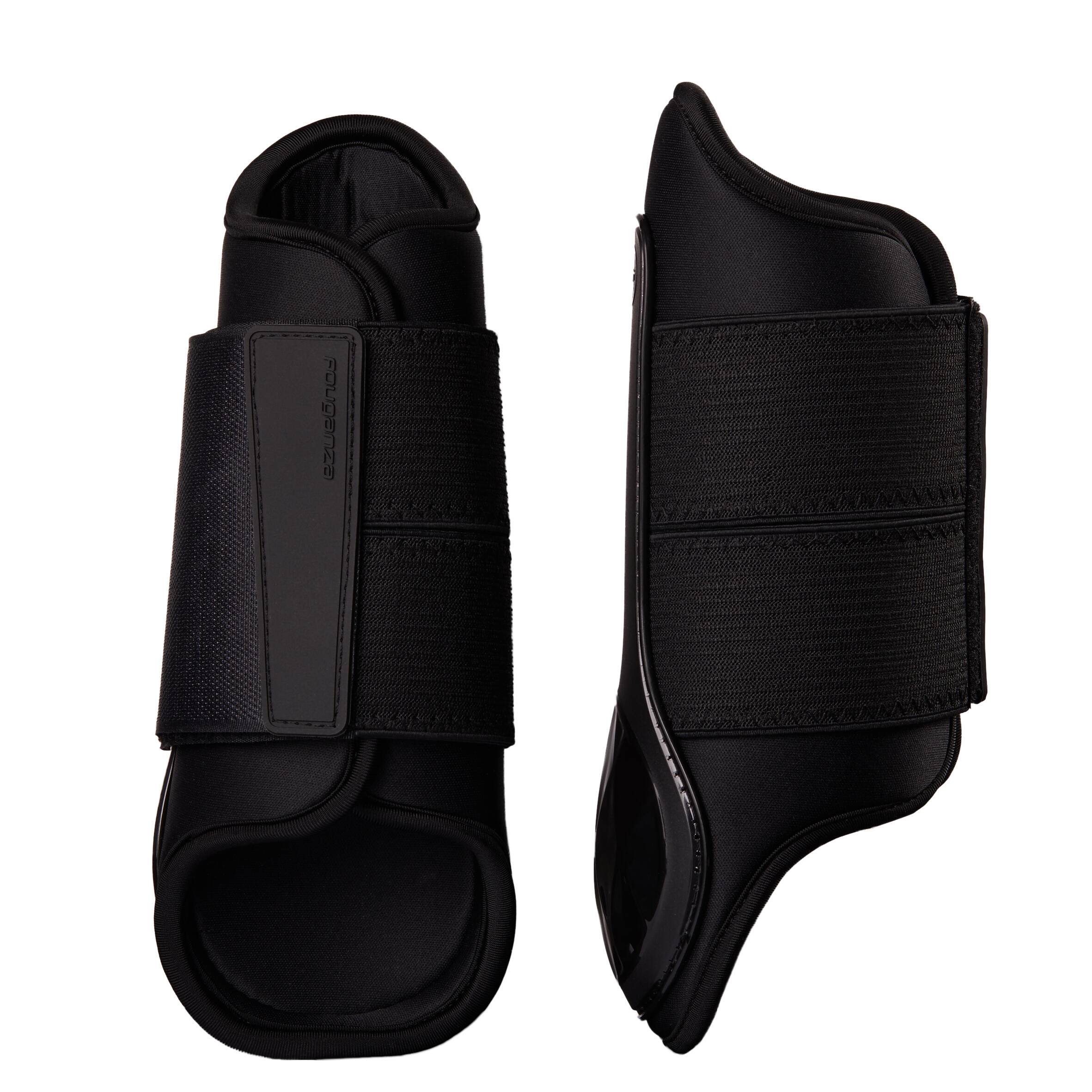 Horse & Pony Riding Brushing Boots Twin-Pack - Poly 500 Black - FOUGANZA