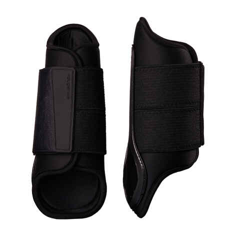 Horse Riding Brushing Boots for Horse and Pony Poly 500 Twin-Pack - Black