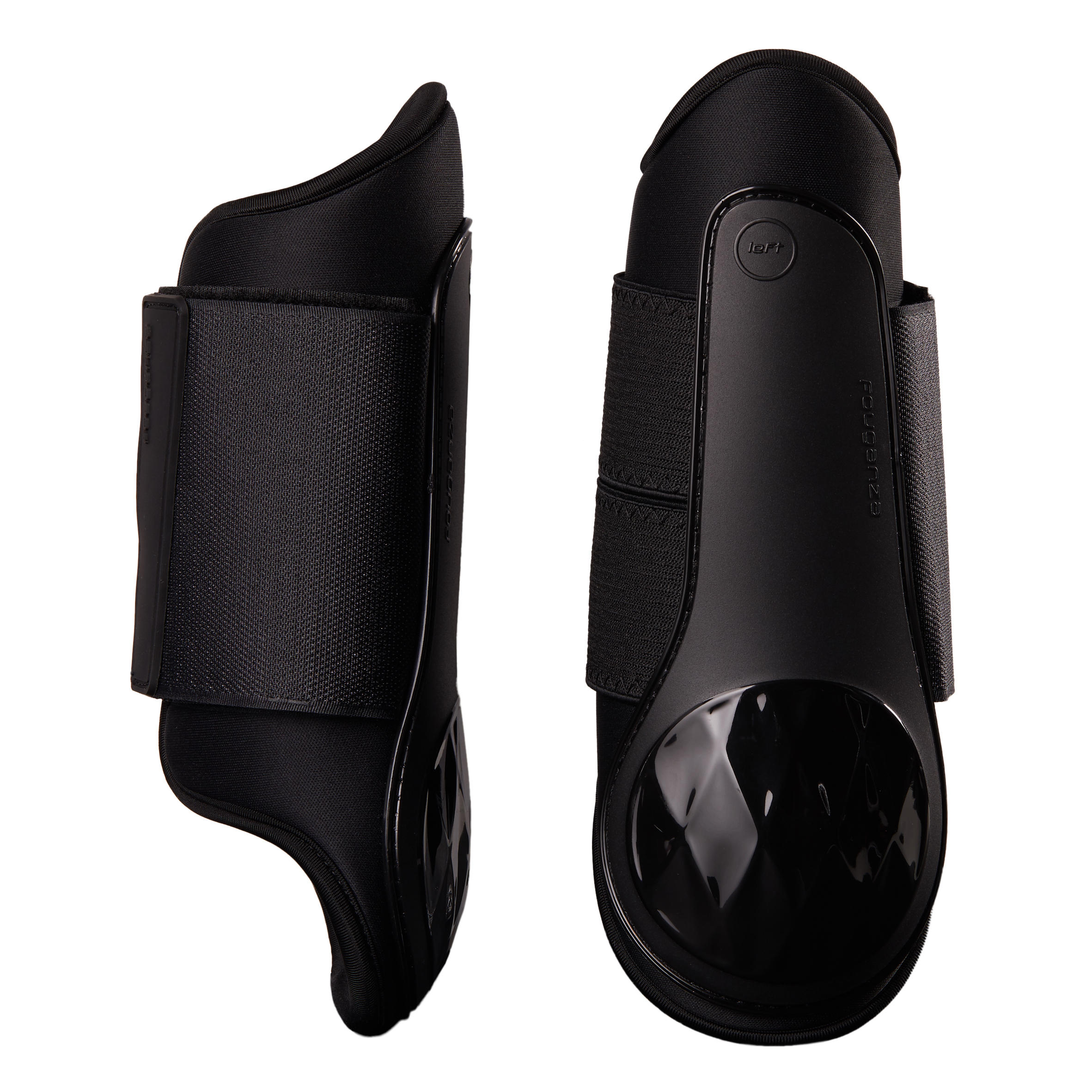 Horse & Pony Riding Brushing Boots Twin-Pack - Poly 500 Black - FOUGANZA