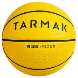 R100 Bola Basket Ukuran 5 dan 7 - Kuning Sempurna untuk pemula. Tahan lama